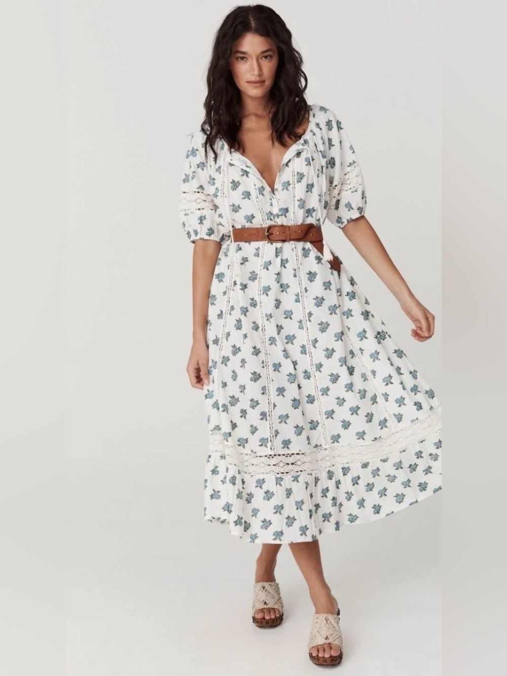 NWT SPELL FABLE BLOCK PRINTED MIDI DRESS - WILD POPPY
